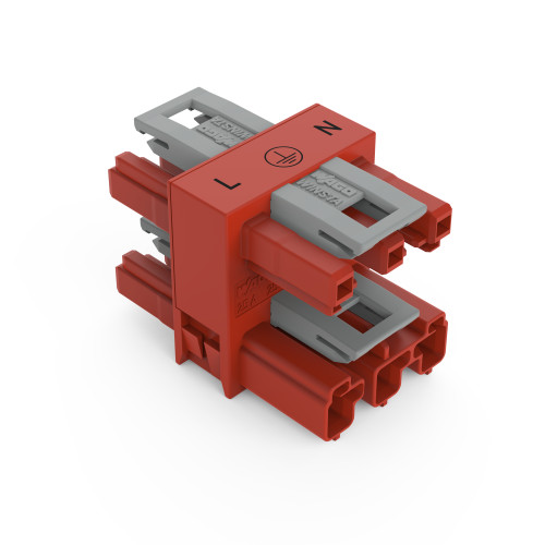 3-way distribution connector, 3-pole, Cod. P, red