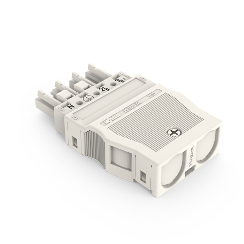 Socket, with strain relief housing, 4-pole, white