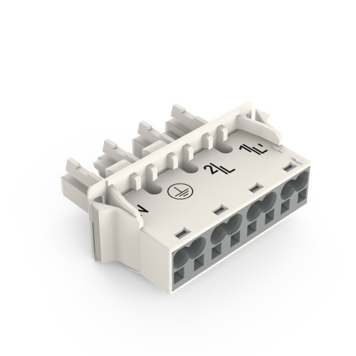 Snap-in socket, with protruding mating face, 4-pole, white