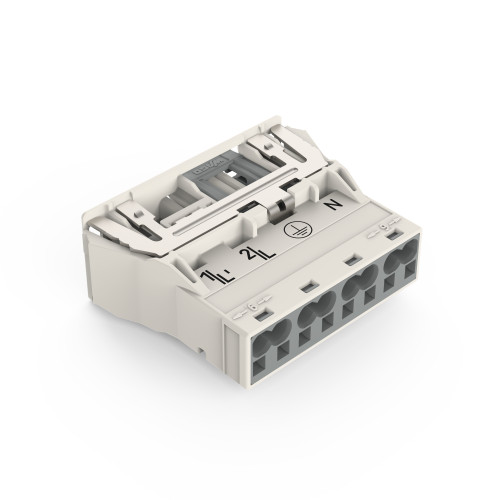 Snap-in plug, with direct ground contact, 4-pole, white