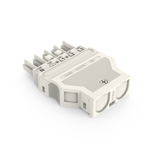 Socket, with strain relief housing, 5-pole, white