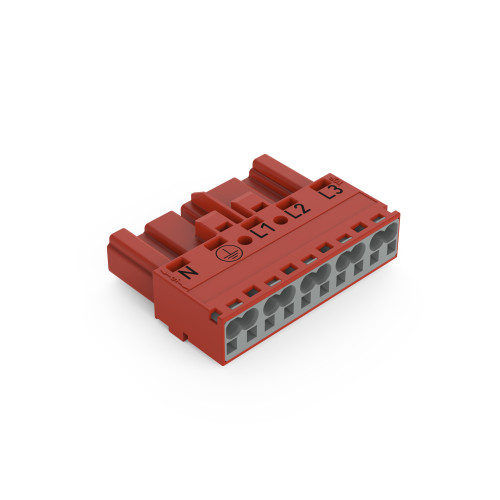 Plug, 5-pole, Cod. P, red