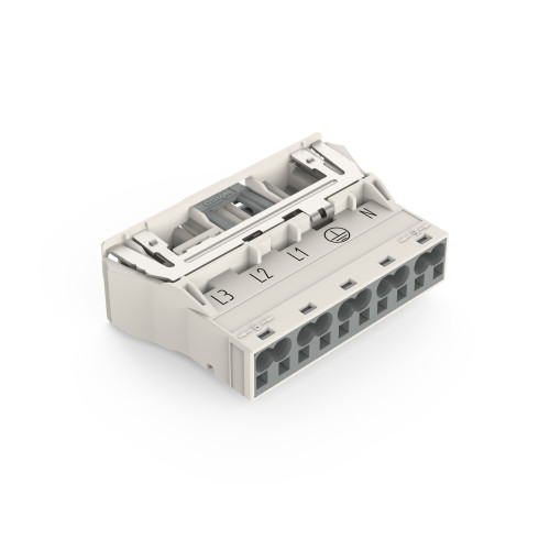 Snap-in plug, with direct ground contact, 5-pole, white