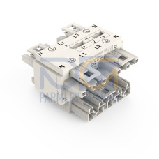 Three-phase to single-phase distribution connector, with phase selection, 5-pole/3-pole, white