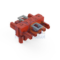T-distribution connector, 5-pole, Cod. P, red
