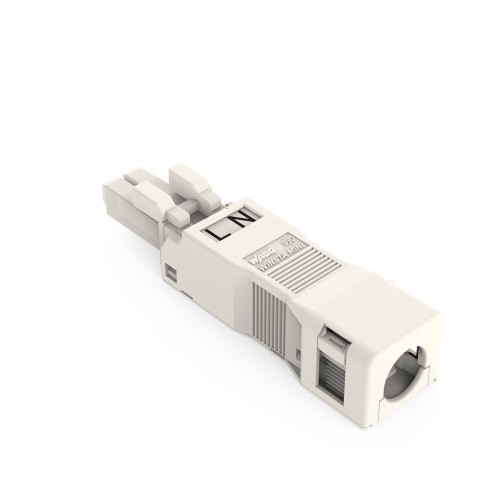 Socket, with strain relief housing, 2-pole, white