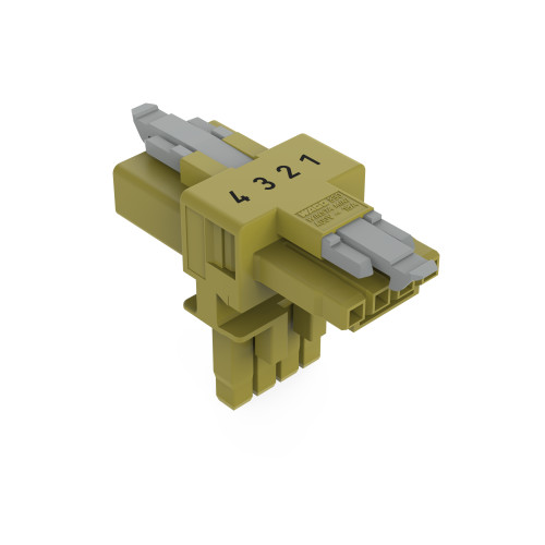 T-distribution connector, 4-pole, Cod. B, light green