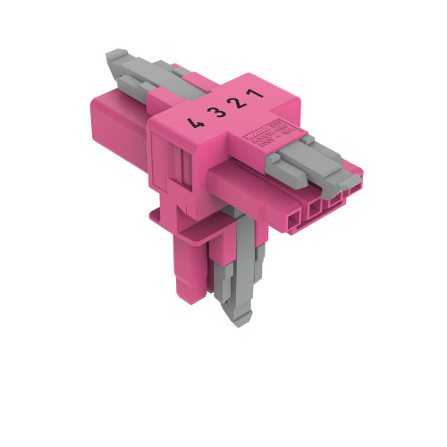 T-distribution connector, 4-pole, Cod. B, pink