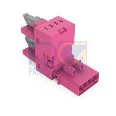 h-distribution connector, 4-pole, Cod. B, pink