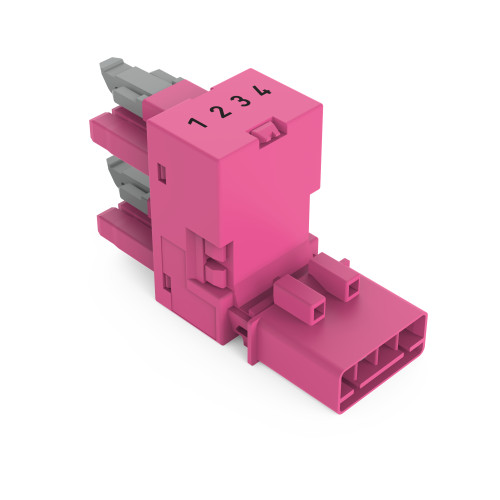 h-distribution connector, 4-pole, Cod. B, pink
