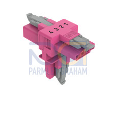 T-distribution connector, 4-pole, Cod. B, pink