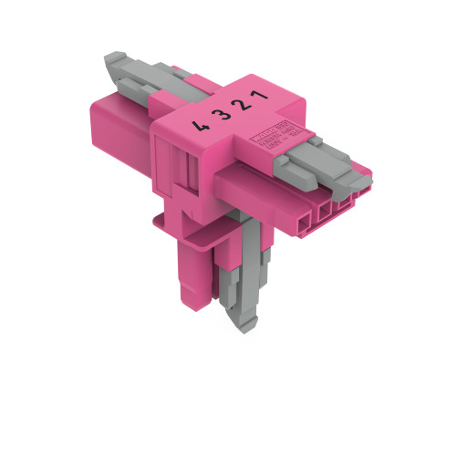 T-distribution connector, 4-pole, Cod. B, pink