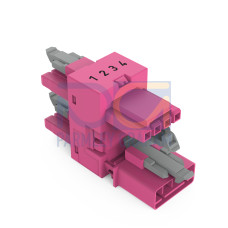 3-way distribution connector, 4-pole, Cod. B, pink