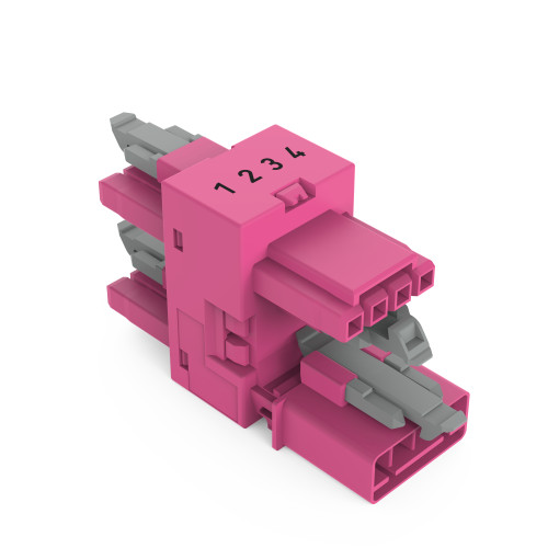 3-way distribution connector, 4-pole, Cod. B, pink