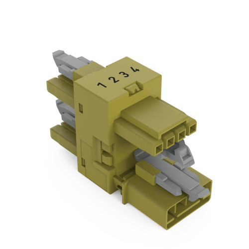 3-way distribution connector, 4-pole, Cod. B, light green