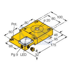 Inductive Sensor, Ring Sensor, Operating voltage 1055 VDC, Rectangular