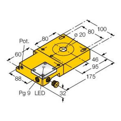 Inductive Sensor, Ring Sensor, Operating voltage 1055 VDC, Rectangular