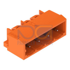 THT male header, 1.0 x 1.0 mm solder pin, angled, orange