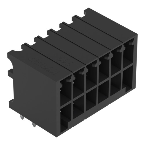 THT male header, 2-row, 0.8 x 0.8 mm solder pin, angled, black