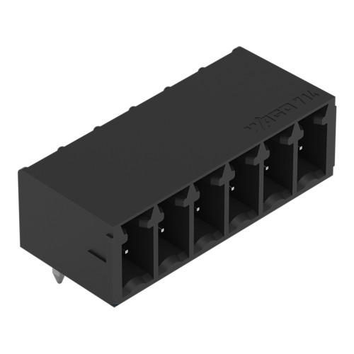 THT male header, 0.8 x 0.8 mm solder pin, angled, black