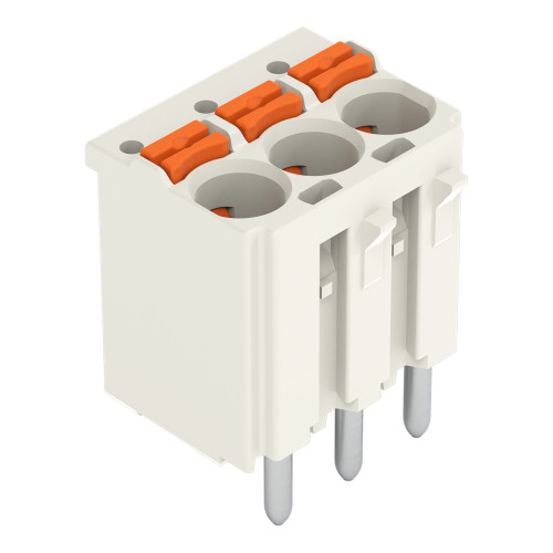 1-conductor THT female connector straight, push-button, Push-in CAGE CLAMP&reg;, light gray