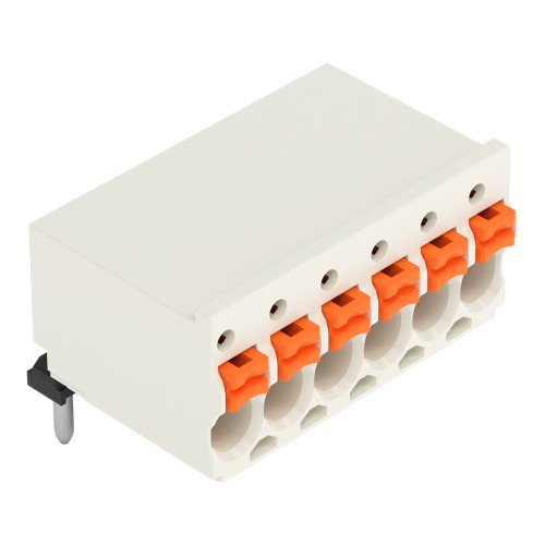 1-conductor THT female connector angled, push-button, Push-in CAGE CLAMP&reg;, light gray