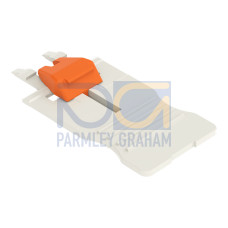 Gripping plate with sliding connector release, for female and male connectors, 2 parts, light gray