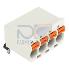 1-conductor THT female connector angled, push-button, Push-in CAGE CLAMP&reg;, light gray
