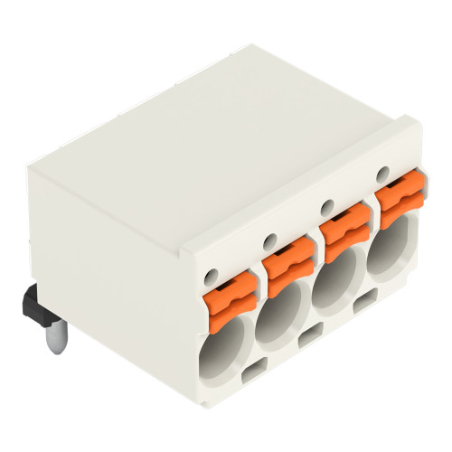 1-conductor THT female connector angled, push-button, Push-in CAGE CLAMP&reg;, light gray
