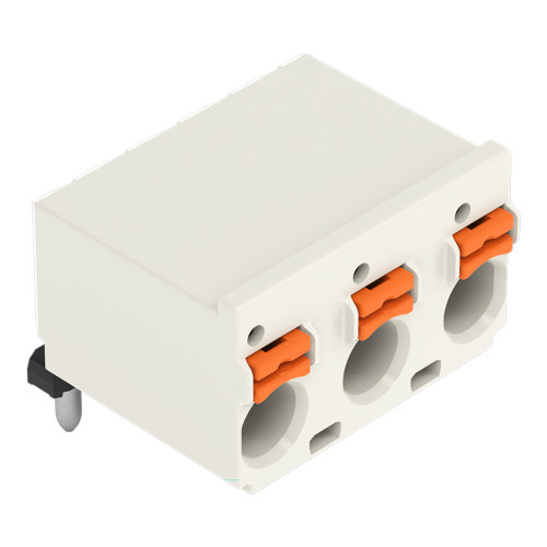 1-conductor THT female connector angled, push-button, Push-in CAGE CLAMP&reg;, light gray