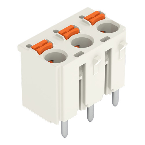 1-conductor THT female connector straight, push-button, Push-in CAGE CLAMP&reg;, light gray