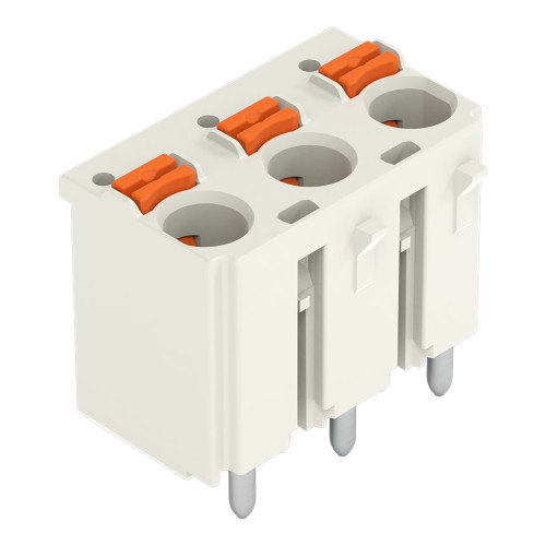 1-conductor THR female connector straight, push-button, Push-in CAGE CLAMP&reg;, light gray