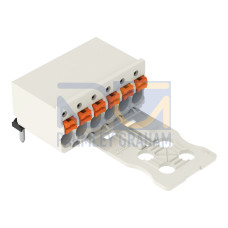 1-conductor THT female connector angled, push-button, Push-in CAGE CLAMP&reg;, light gray