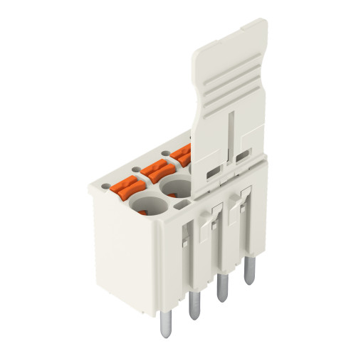 1-conductor THT female connector straight, push-button, Push-in CAGE CLAMP&reg;, light gray