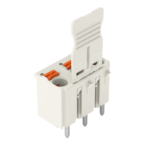 1-conductor THT female connector straight, push-button, Push-in CAGE CLAMP&reg;, light gray
