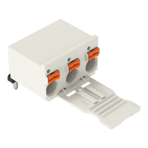 1-conductor THT female connector angled, push-button, Push-in CAGE CLAMP&reg;, light gray