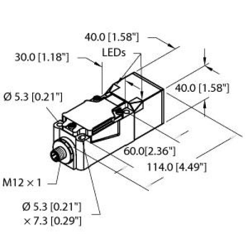 Inductive Sensor, Operating voltage 1065 VDC, Rated switching distance