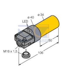 Inductive Sensor, Operating voltage 1065 VDC, Rated switching distance