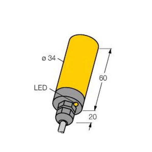 Inductive Sensor, Operating voltage 1065 VDC, Rated switching distance