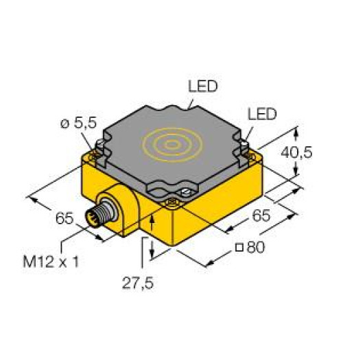 Inductive Sensor, Operating voltage 1065 VDC, Rated switching distance
