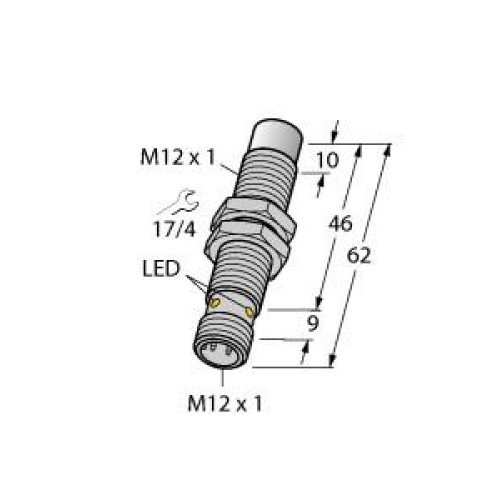 Inductive Sensor, Operating voltage 1065 VDC, Rated switching distance