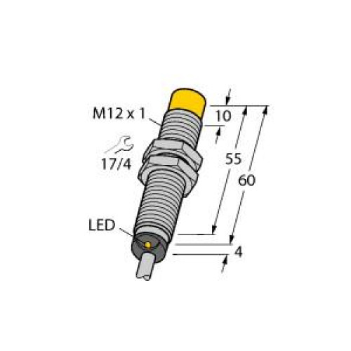 Inductive Sensor, Operating voltage 1065 VDC, Rated switching distance