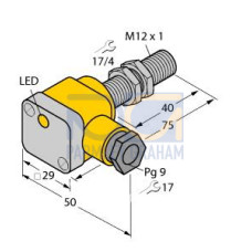 Inductive Sensor, Operating voltage 1065 VDC, Rated switching distance