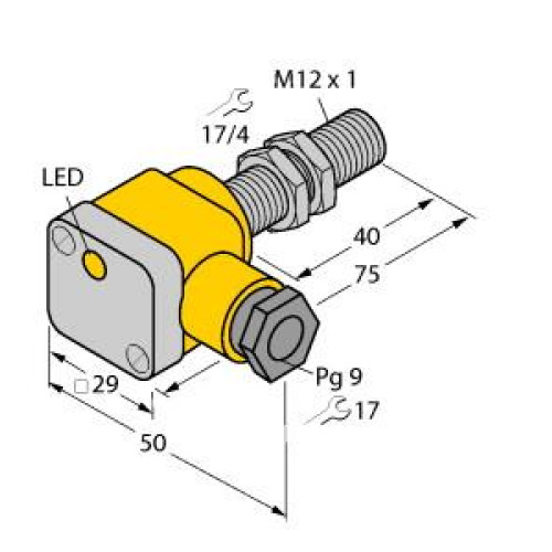 Inductive Sensor, Operating voltage 1065 VDC, Rated switching distance