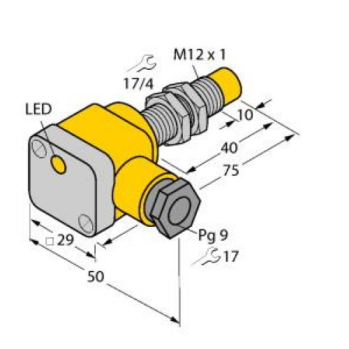 Inductive Sensor, Operating voltage 1065 VDC, Rated switching distance
