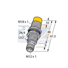 Inductive Sensor, Operating voltage 1065 VDC, Rated switching distance