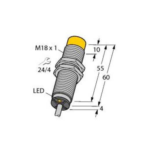 Inductive Sensor, Operating voltage 1065 VDC, Rated switching distance