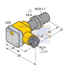 Inductive Sensor, Operating voltage 1065 VDC, Rated switching distance