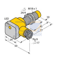 Inductive Sensor, Operating voltage 1065 VDC, Rated switching distance