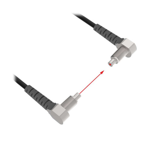 Plastic Fiber: Opposed, Core Dia.1, Fiber Length 2 m, Right-Angle, Thread M4, Standard Bend Radius 25, Flex Relief, Free Cut, Vantage Line